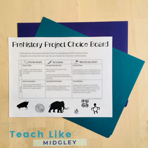 Prehistory Student Choice Board Project