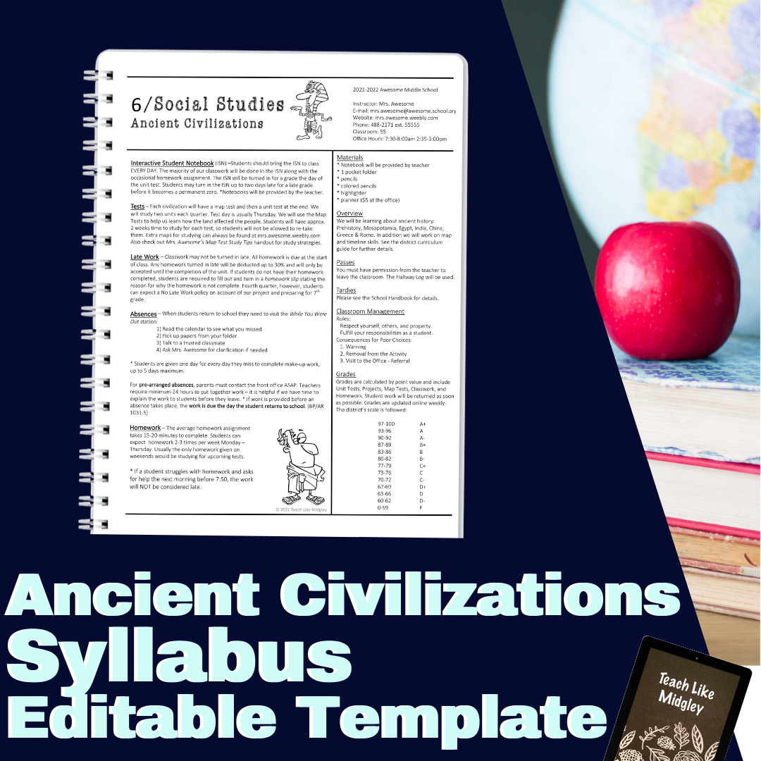 Ancient Civilizations Syllabus Editable Template
